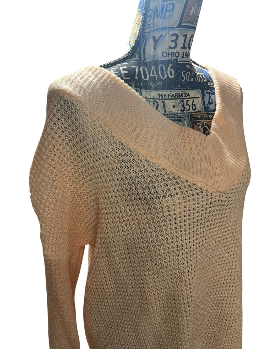 Preppy Whimsical Off The Shoulder Cottage Core Women's Light Peach Sweater Sz M - Picture 5 of 16